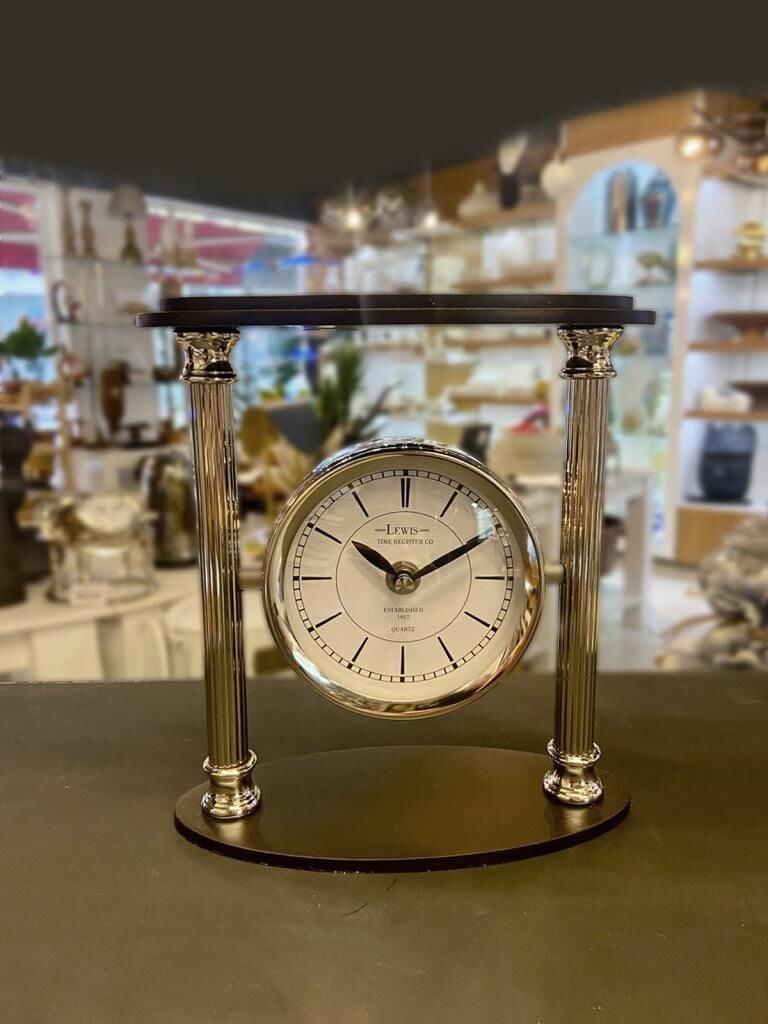 GÜMÜŞ SİYAH MASA SAATİ 19X21CM