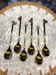 ALTIN ÇAYDANLIK DESEN 6'LI KAHVE/ÇAY KAŞIK