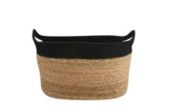 HASIR SİYAH OVAL SEPET 37X19CM