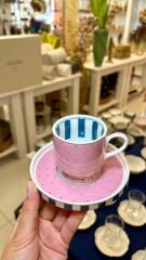 PEMBE AYAKLI TEK KİŞİLİK TÜRK KAHVESİ FİNCANI