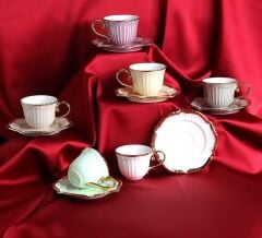 RENKLİ 6 KİŞİLİK TÜRK KAHVESİ FİNCANI