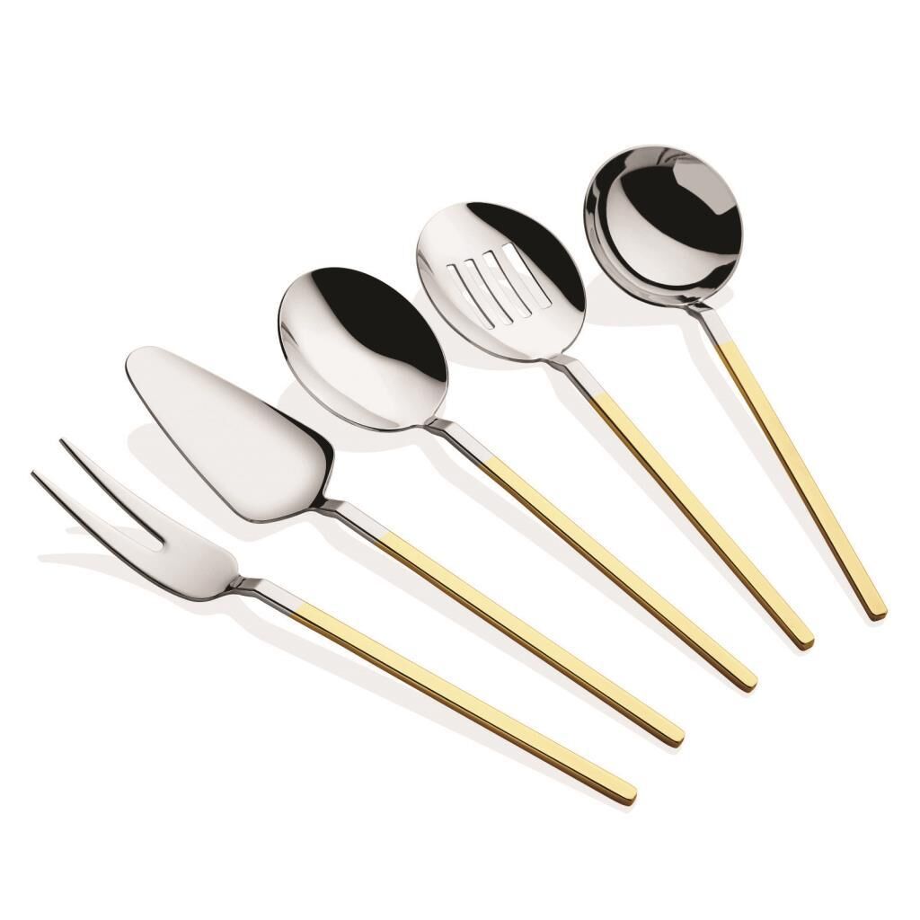 CARRE DEKORLU 24K ALTIN 5 PARÇA SOS SERVİS SETİ