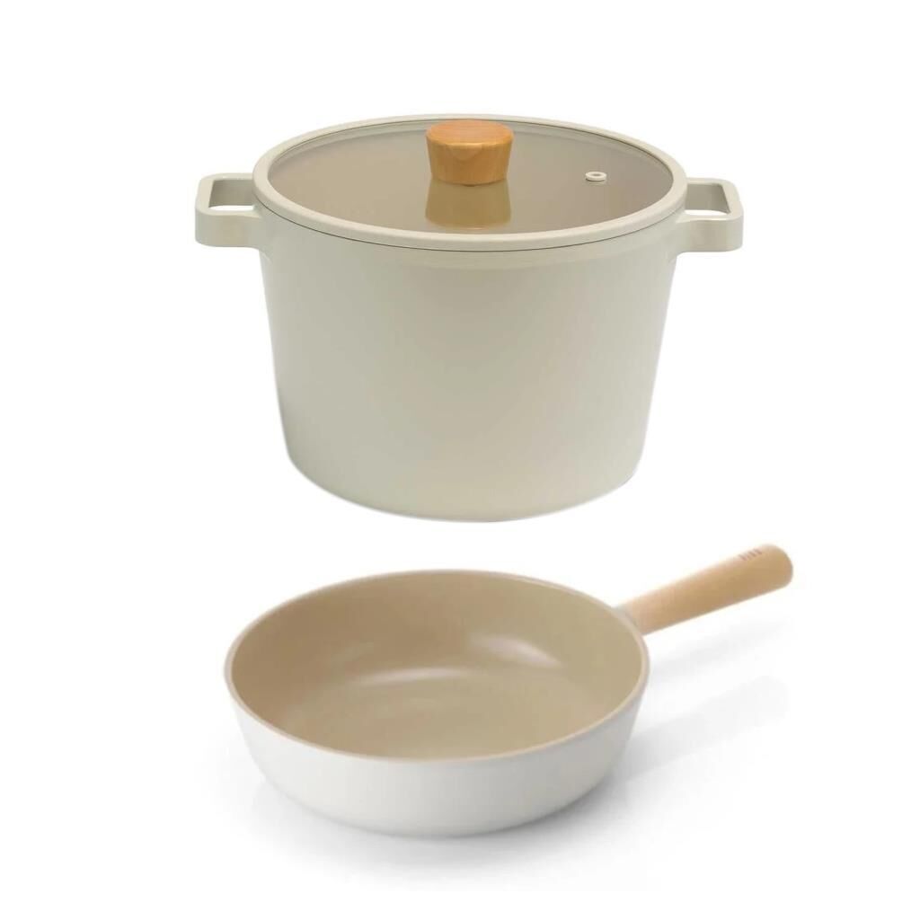 NEOFLAM FİKA BEJ 3 PARÇA TENCERE VE TAVA SETİ