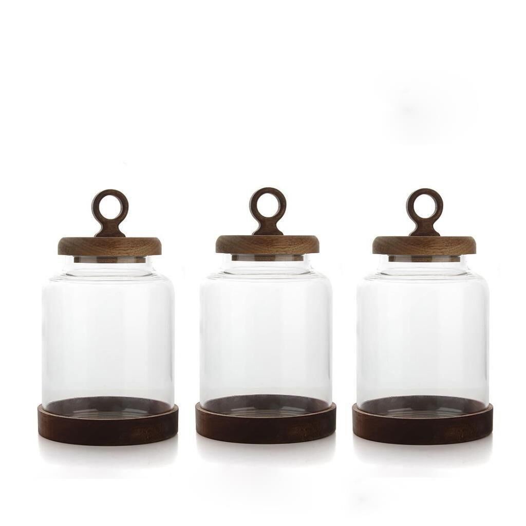 LILY AKASYA CAM 3'LÜ KAVANOZ 20X16CM