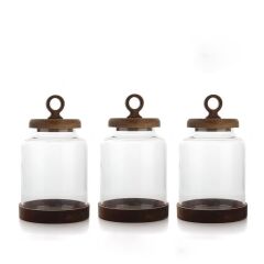 LILY AKASYA CAM 3'LÜ KAVANOZ 20X16CM