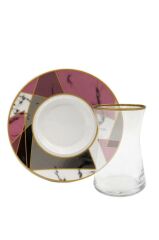 PEMBE GEOMETRİK 12 PARÇA ÇAY SETİ