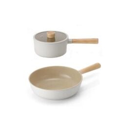 NEOFLAM FİKA BEJ 3 PARÇA TENCERE VE TAVA SETİ