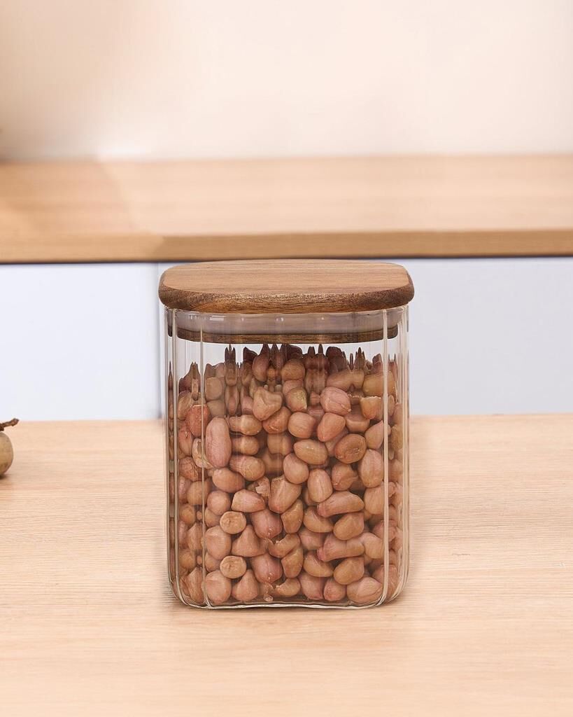 LİNE AKASYA CAM KARE KAVANOZ 1050ML