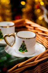 NOEL ÇAM AĞACI 2 KİŞİLİK TÜRK KAHVESİ FİNCANI