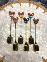 ALTIN MICKEY MOUSE DESEN 6'LI KAHVE/ÇAY KAŞIK