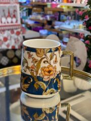 MAVİ ÇİÇEK DESENLİ TEKLİ KUPA 240ML