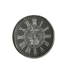 SİYAH GÜMÜŞ ÇARKLI DUVAR SAATİ 60CM