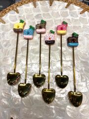 ALTIN CUPCAKE DESEN 6'LI KAHVE/ÇAY KAŞIK