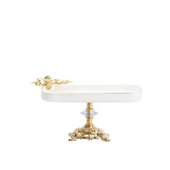 PAPATYA AYAKLI DİKDÖRTGEN SUNUM TABAK BEYAZ