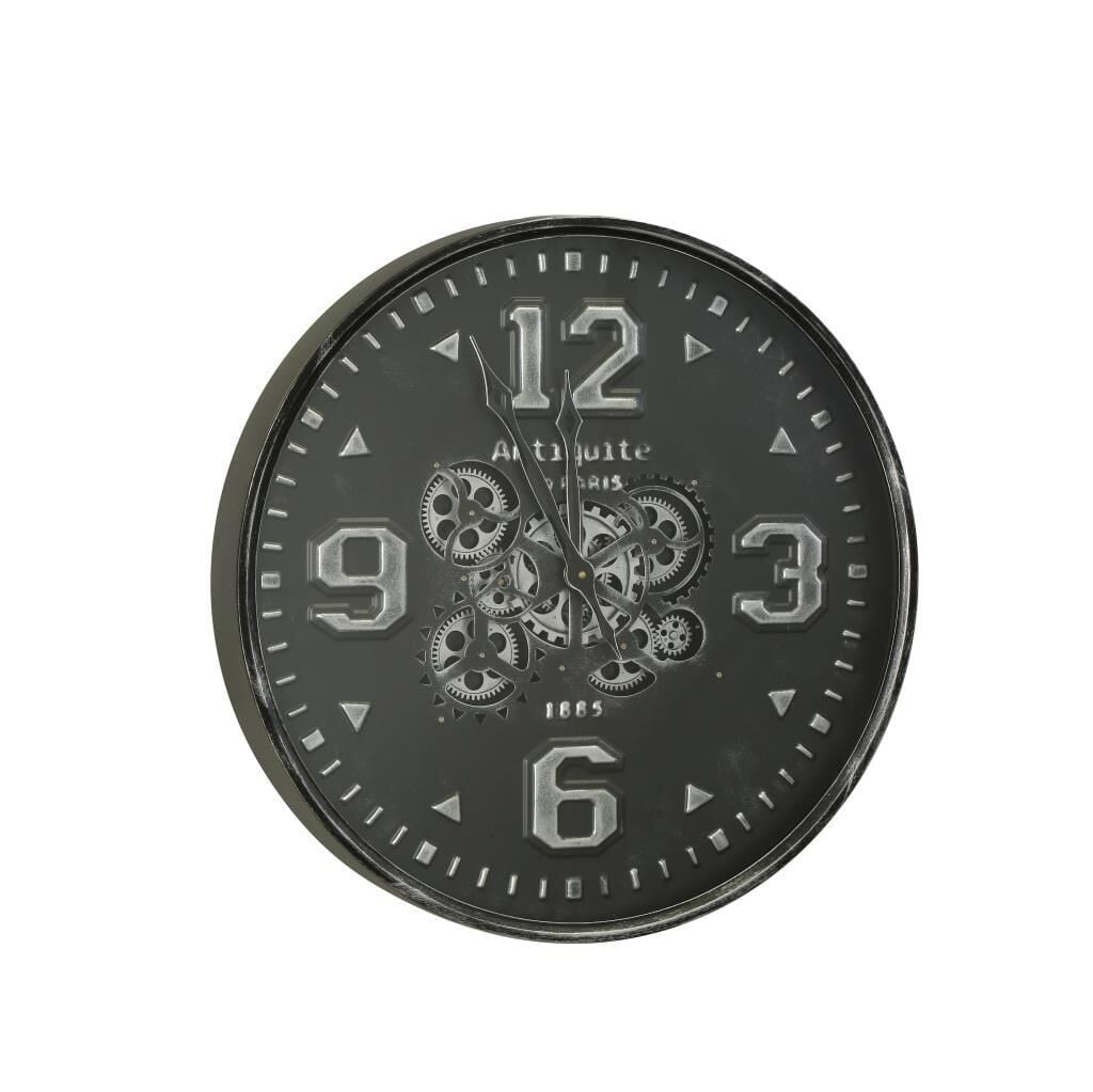 SİYAH GÜMÜŞ ÇARKLI DUVAR SAATİ 60CM