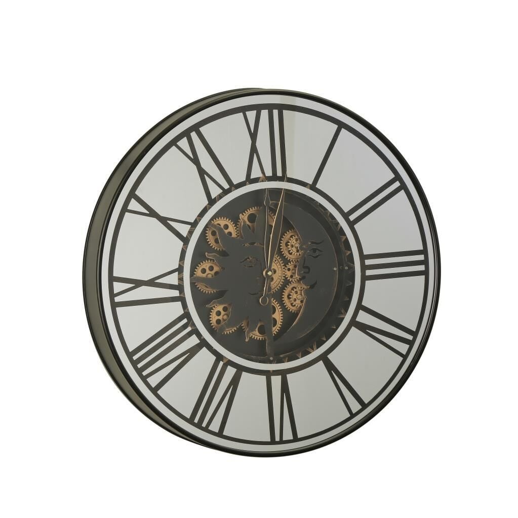 SİYAH GÜMÜŞ ÇARKLI DUVAR SAATİ 60CM