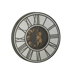 SİYAH GÜMÜŞ ÇARKLI DUVAR SAATİ 60CM