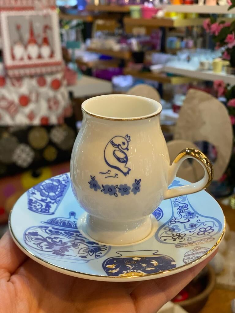 LACİVERT BEYAZ DESENLİ TEK KİŞİLİK TÜRK KAHVESİ FİNCANI