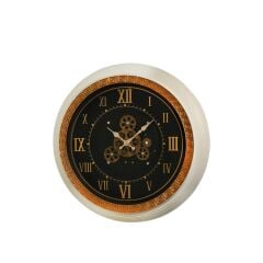 BEYAZ ALTIN ÇARKLI DUVAR SAATİ 56x55x13,5CM