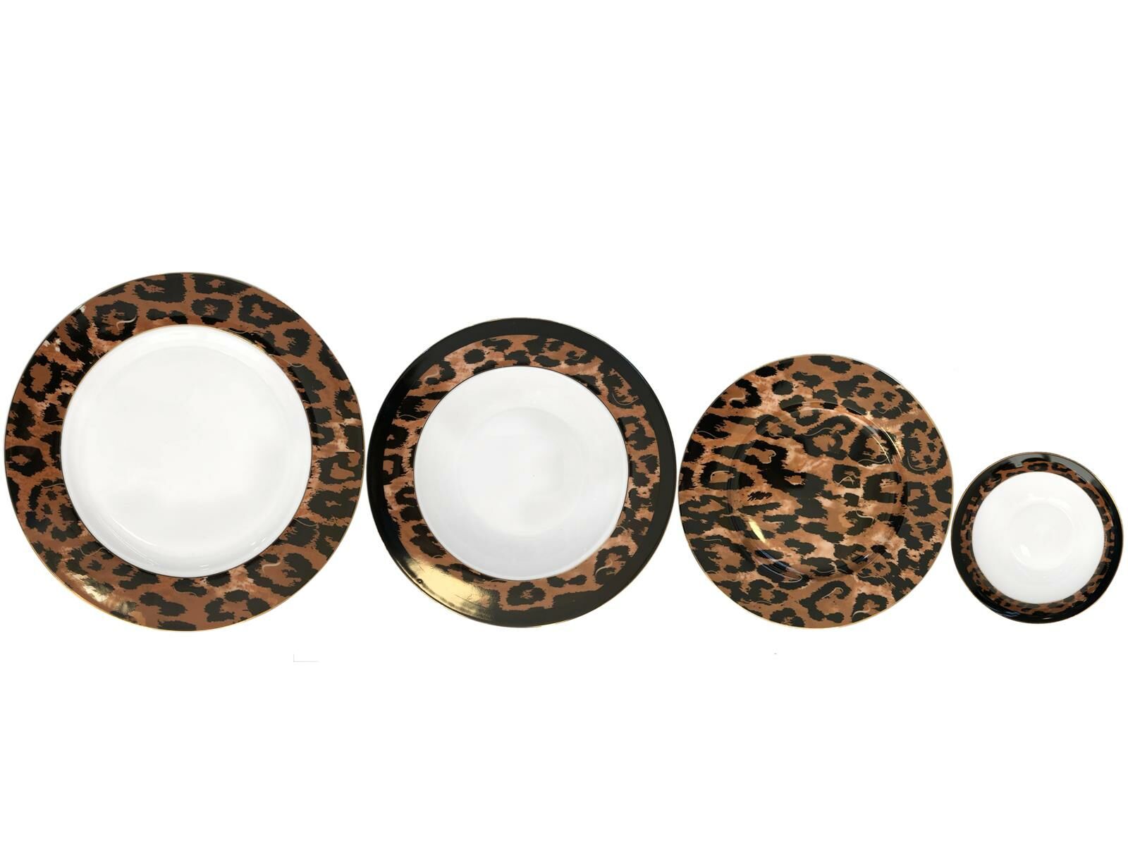 LEOPAR DESEN 6 KİŞİLİK 24 PARÇA YEMEK TAKIMI