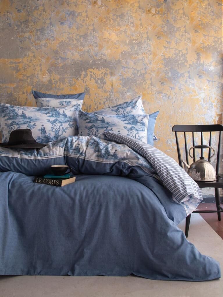 FRANCIS İNDİGO ÇİFT KİŞİLİK KREP NEVRESİM TAKIMI