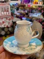 MAVİ ÇİÇEK DESENLİ 6 KİŞİLİK TÜRK KAHVESİ FİNCANI