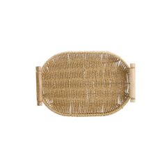 SENTETİK HASIR OVAL AHŞAP KULPLU TEPSİ 20X30CM