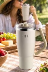 FİKA LUMİ DÖNER KULPLU TERMOS 950 ML BEJ