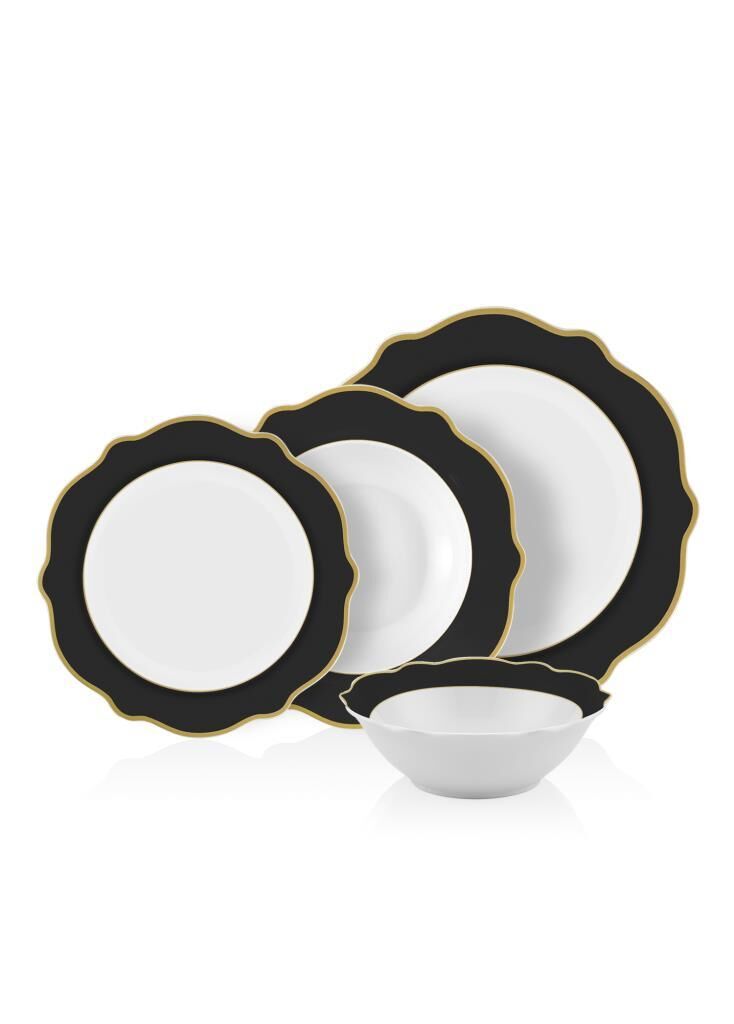 JASWELY SİYAH 6 KİŞİLİK 24 PARÇA YEMEK TAKIMI