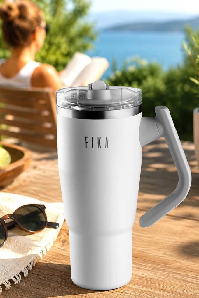FİKA LUMİ DÖNER KULPLU TERMOS 950 ML BEYAZ