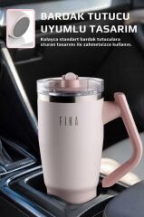 FİKA LUMİ DÖNER KULPLU TERMOS 950 ML PUDRA