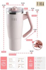 FİKA LUMİ DÖNER KULPLU TERMOS 950 ML PUDRA