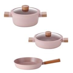 NEOFLAM FİKA BLOSSOM 5 PARÇA TENCERE VE TAVA SETİ