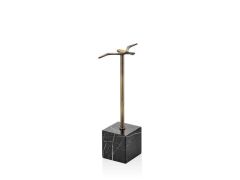 EVZA MERMER SİYAH ALTIN ESKİTME KAİDELİ UÇAN KUŞ DEKOR 27CM