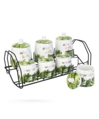 YEŞİL TROPİK DESEN 8 PARÇA BAHARAT SETİ