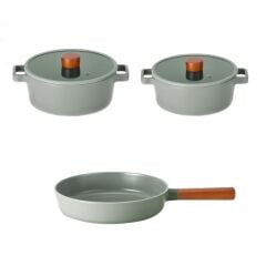 NEOFLAM FİKA GRİ 5 PARÇA TENCERE VE TAVA SETİ