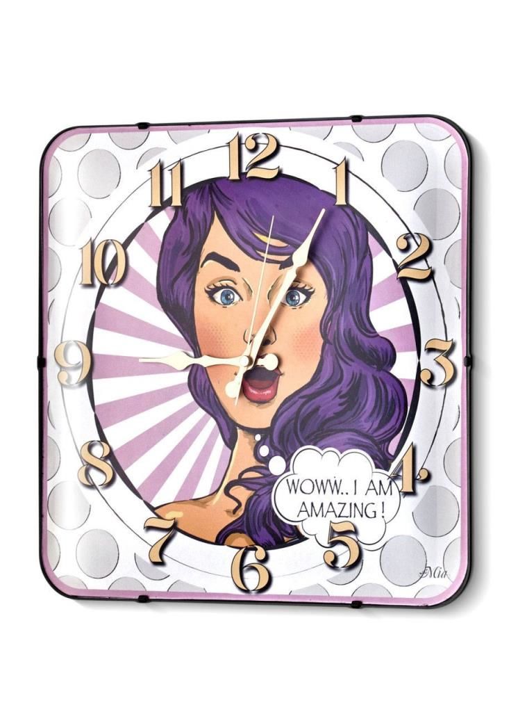 MIA POPART MOR DUVAR SAATİ