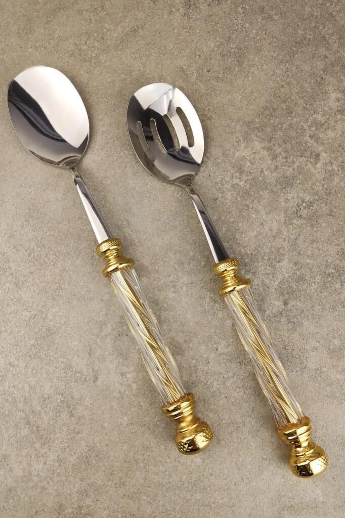 ALTIN CAM 2 PARÇA SALATA SERVİS SETİ