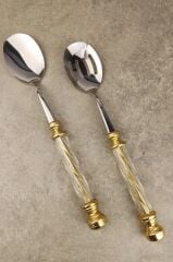 ALTIN CAM 2 PARÇA SALATA SERVİS SETİ