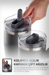 FİKA LUMİ DÖNER KULPLU TERMOS 950 ML ANTRASİT