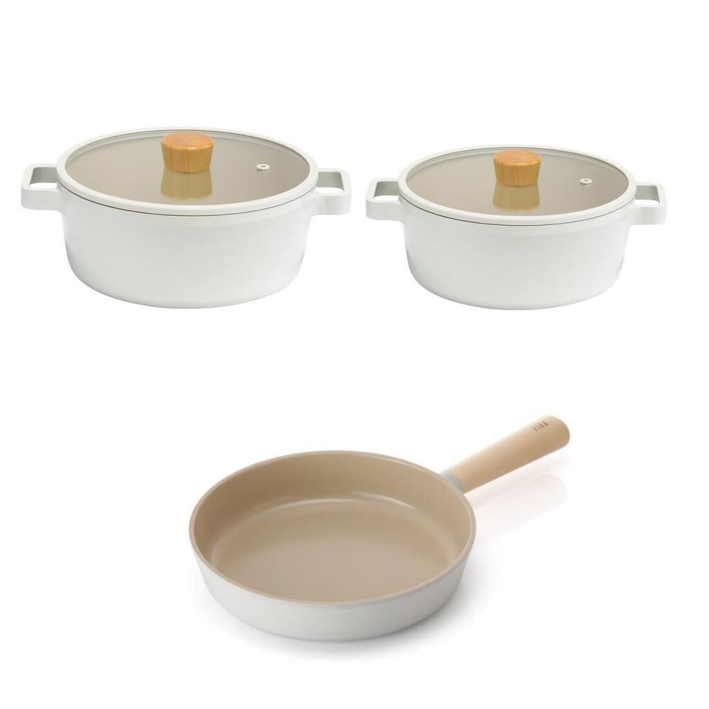 NEOFLAM FİKA BEJ 5 PARÇA TENCERE VE TAVA SETİ