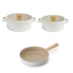 NEOFLAM FİKA BEJ 5 PARÇA TENCERE VE TAVA SETİ