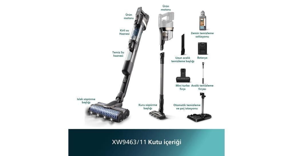 XW9463 9000 SERİES AQUA TRİO ISLAK&KURU KABLOSUZ DİK SÜPÜRGE