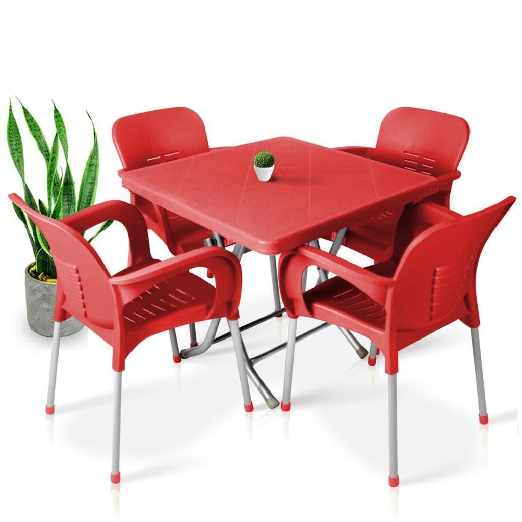 EYFEL KIRMIZI MASA SANDALYE SETİ 80X80CM