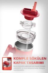 FİKA LUMİ DÖNER KULPLU TERMOS 950 ML KIRMIZI