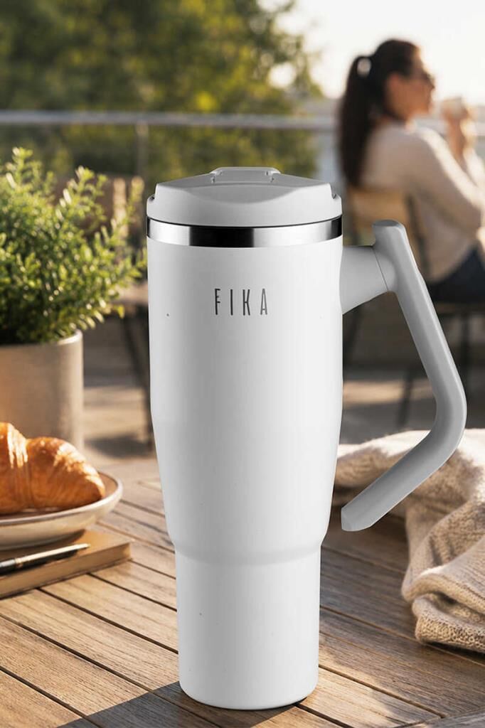 FİKA LUMİ DÖNER KULPLU TERMOS 1200 ML BEYAZ
