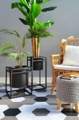 SİYAH AYAKLI SAKSI 60X30X30CM