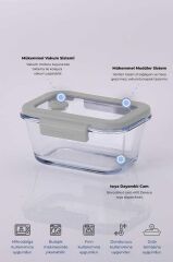 FİKA GLACE GRİ VAKUMLU SAKLAMA KABI 460 ML