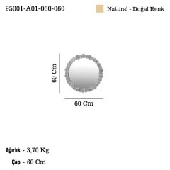 LAPENA AHŞAP YUVARLAK AYNA 60CM