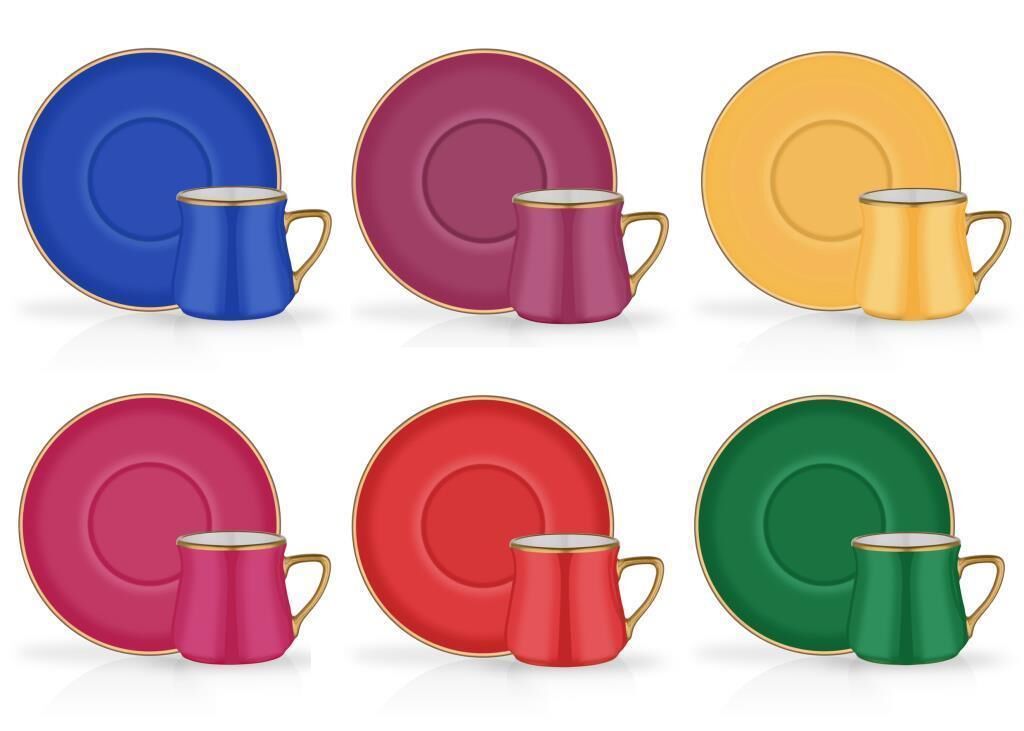 COLORED 6 RENK 6'LI TÜRK KAHVESİ FİNCANI